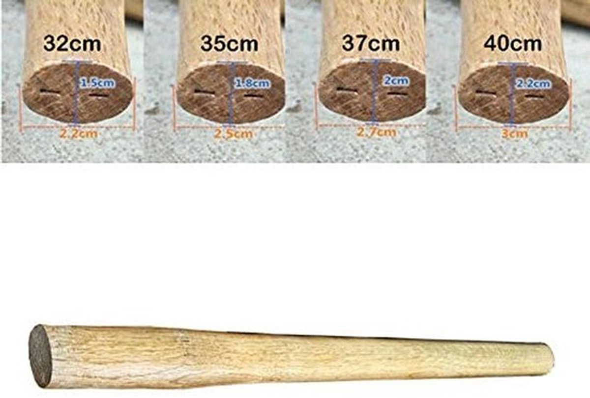 Klauwhamer Hoogwaardige Vervangende Hamergreep - Houten Handvat - Schokabsorberend - Duurzaam - 32/40 cm - 1 Stuk - Hamerhandvat