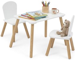 Atmosphera Kids Set Tekentafel/Kindertafel + Kinderstoelen - 58x38x43cm - Wit