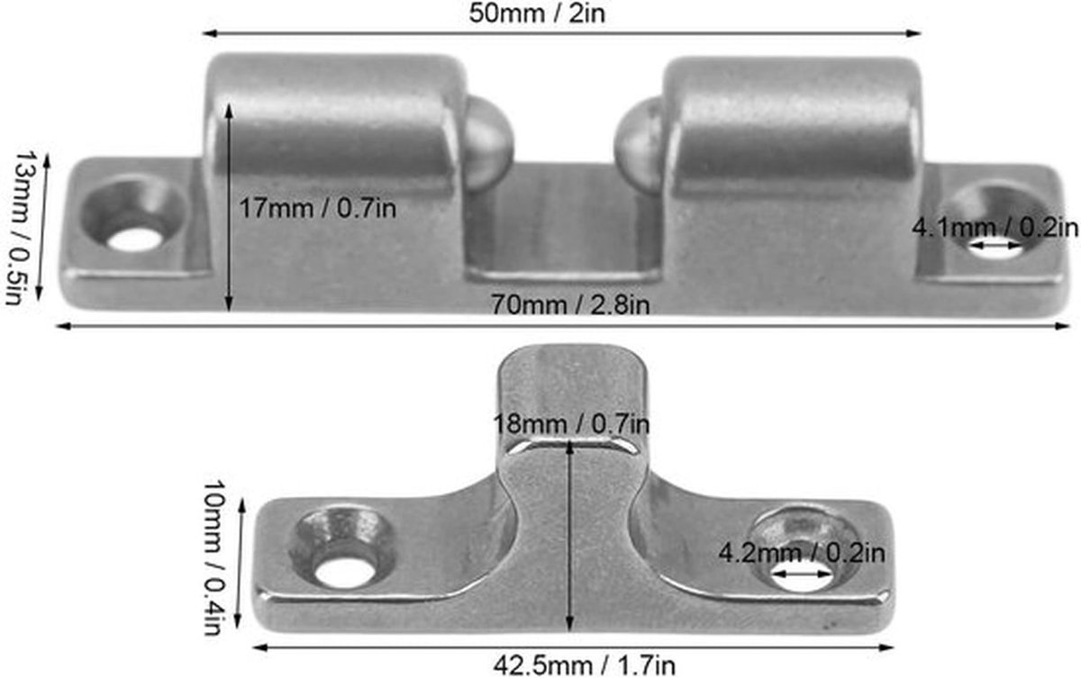 Kast Spansluiting Roestvrij Staal - Dubbele Bal Rolsluiting - Messing Beslag - Schroeven Hardware - Flexibele Installatie - Robuuste Constructie - Deurslot