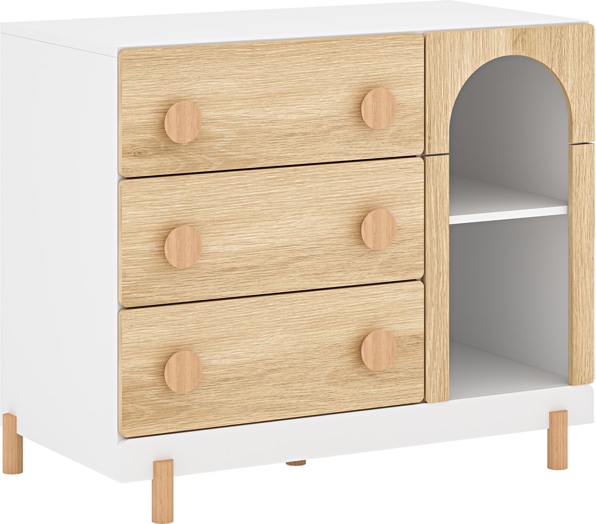 Kindercommode Vaarentaa met 3 lades 2 open vakken 79x41x66 cm eikenkleurig [en.casa]