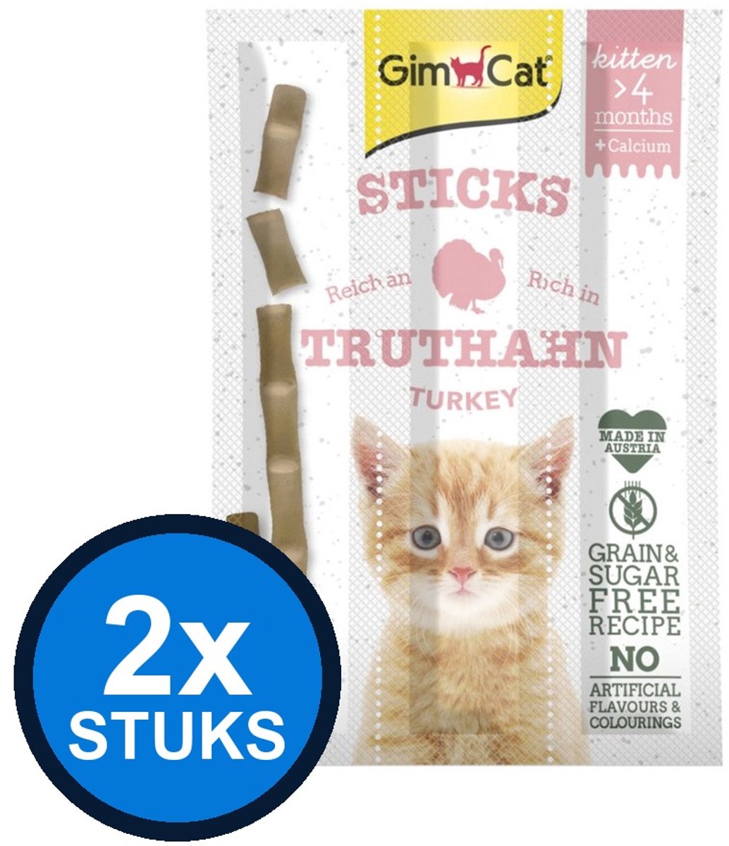 2x GimCat Sticks Kitten Kalkoen - Kattensnack - 3 stuks