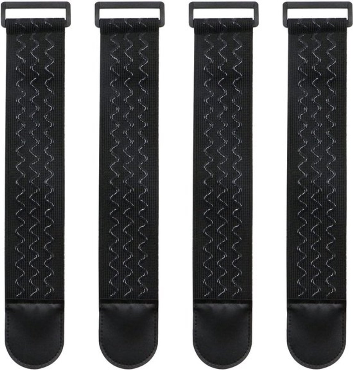 Elastische riemen met klittenbandsluitingen voor kabels en bagage - 4 stuks, zwart, antislip