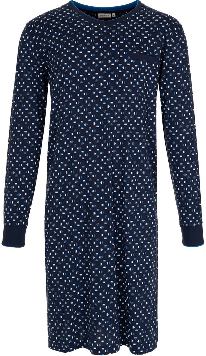 Pastunette - Heren Nachthemd - Blue Draft - Katoen - Blauw - Maat 4XL