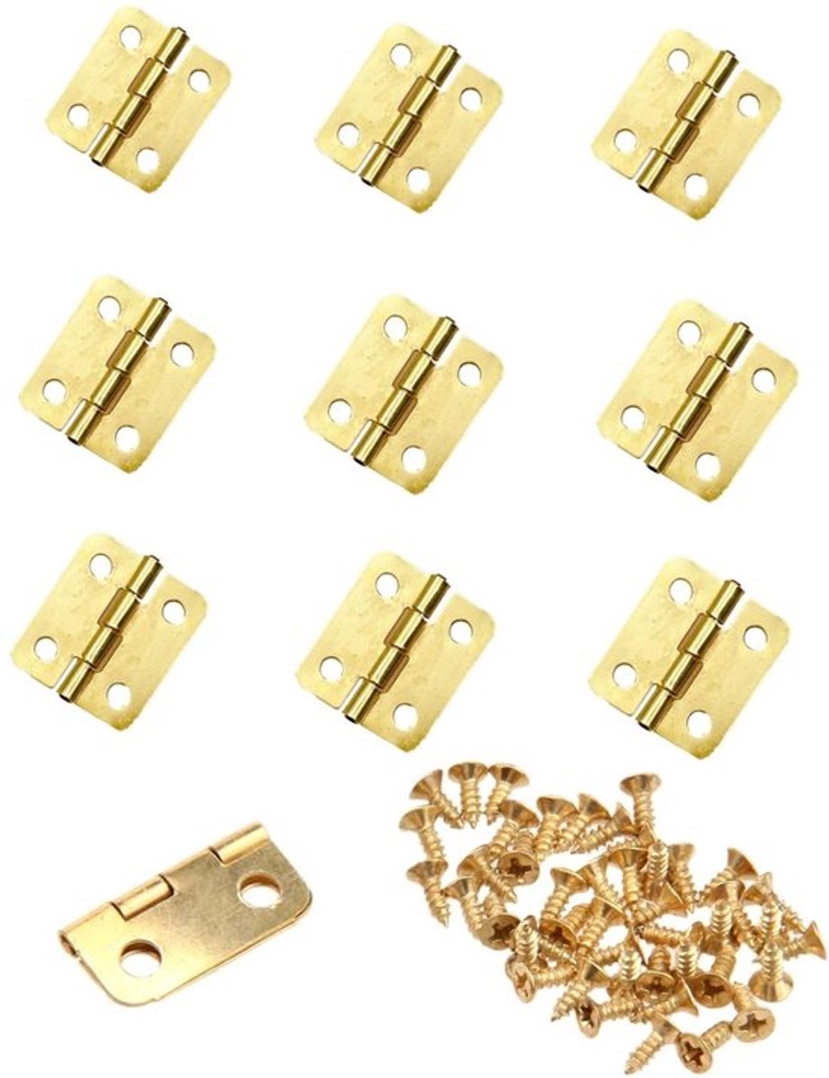 Mini-Scharnieren 180 Graden Draaiend - Gouden Scharnieren - Vervangende Scharnier - 10 Stuks - Met Schroeven - Geschikt voor Meubels