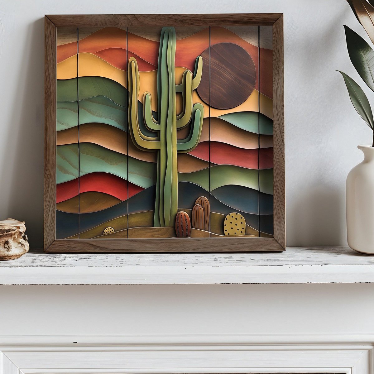 Asir - Schilderij - Veelkleurig - 50 x 50 x 3,5 cm
