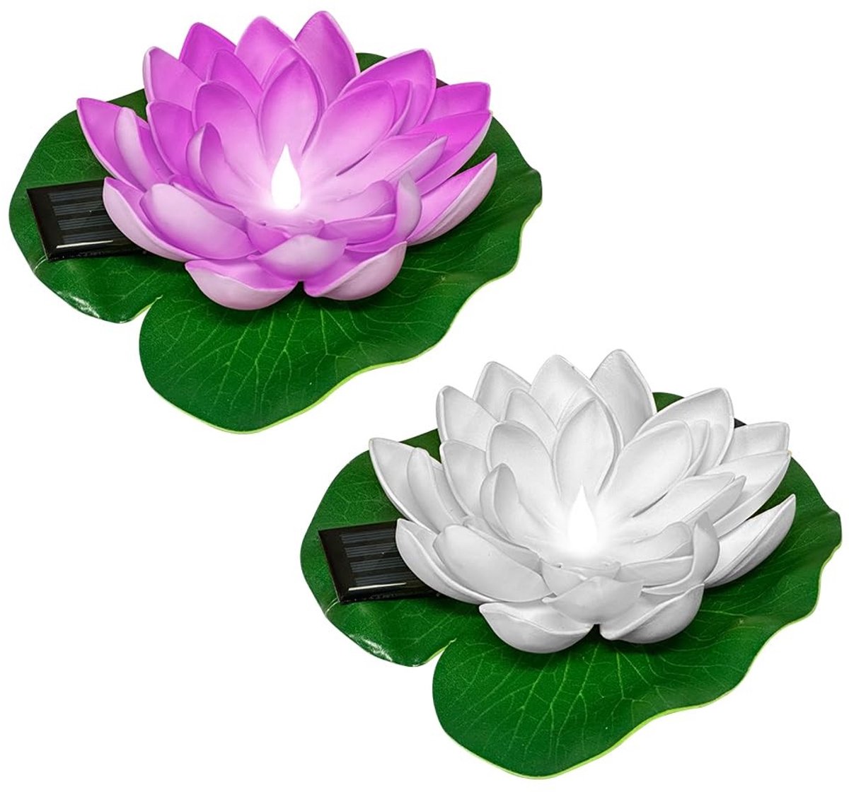 Solidchoice - Set van 2 Zonne-Energie Lotus Lichten voor Tuin en Vijver