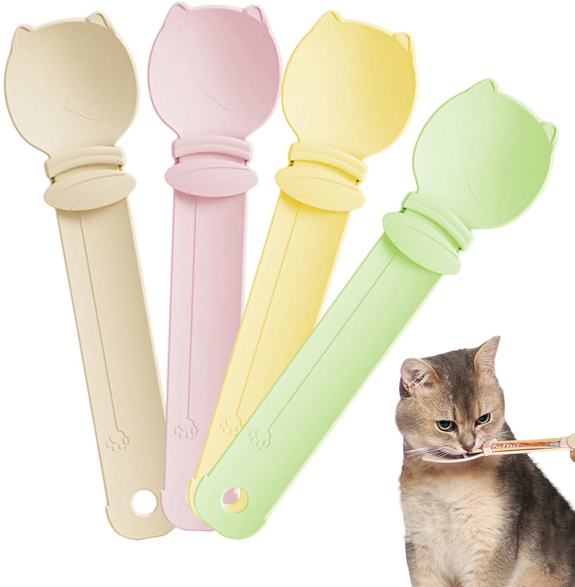 Solidchoice - 4 Stuks Voedingslepels voor Katten met Liquid Snack Dispenser