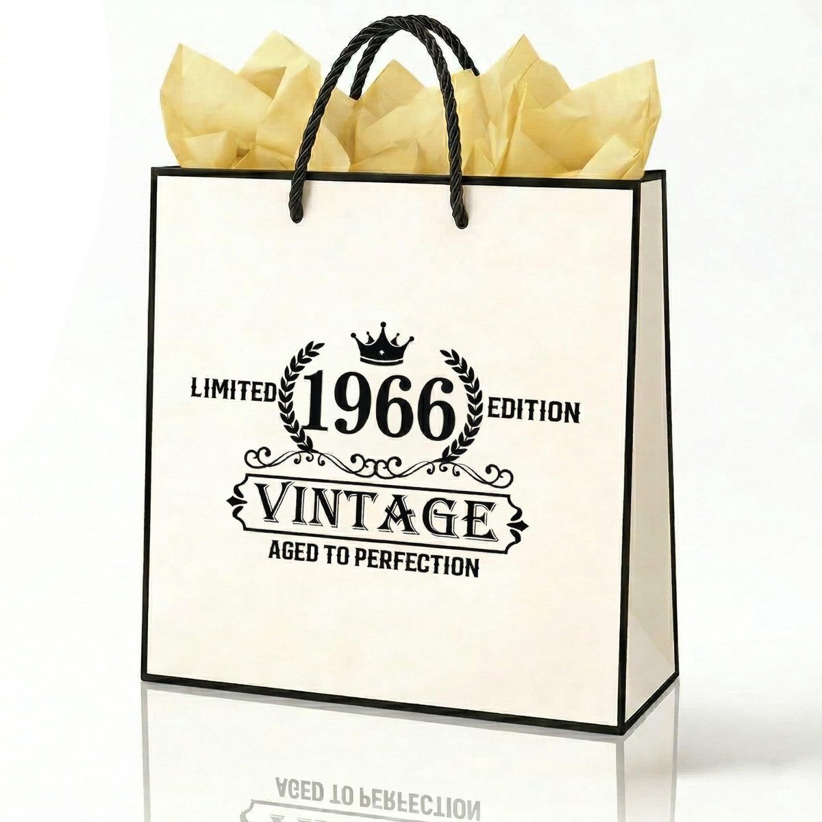 Solidchoice - Verjaardagscadeau Tas Vintage Papier met Gouden Zijde 22x26cm
