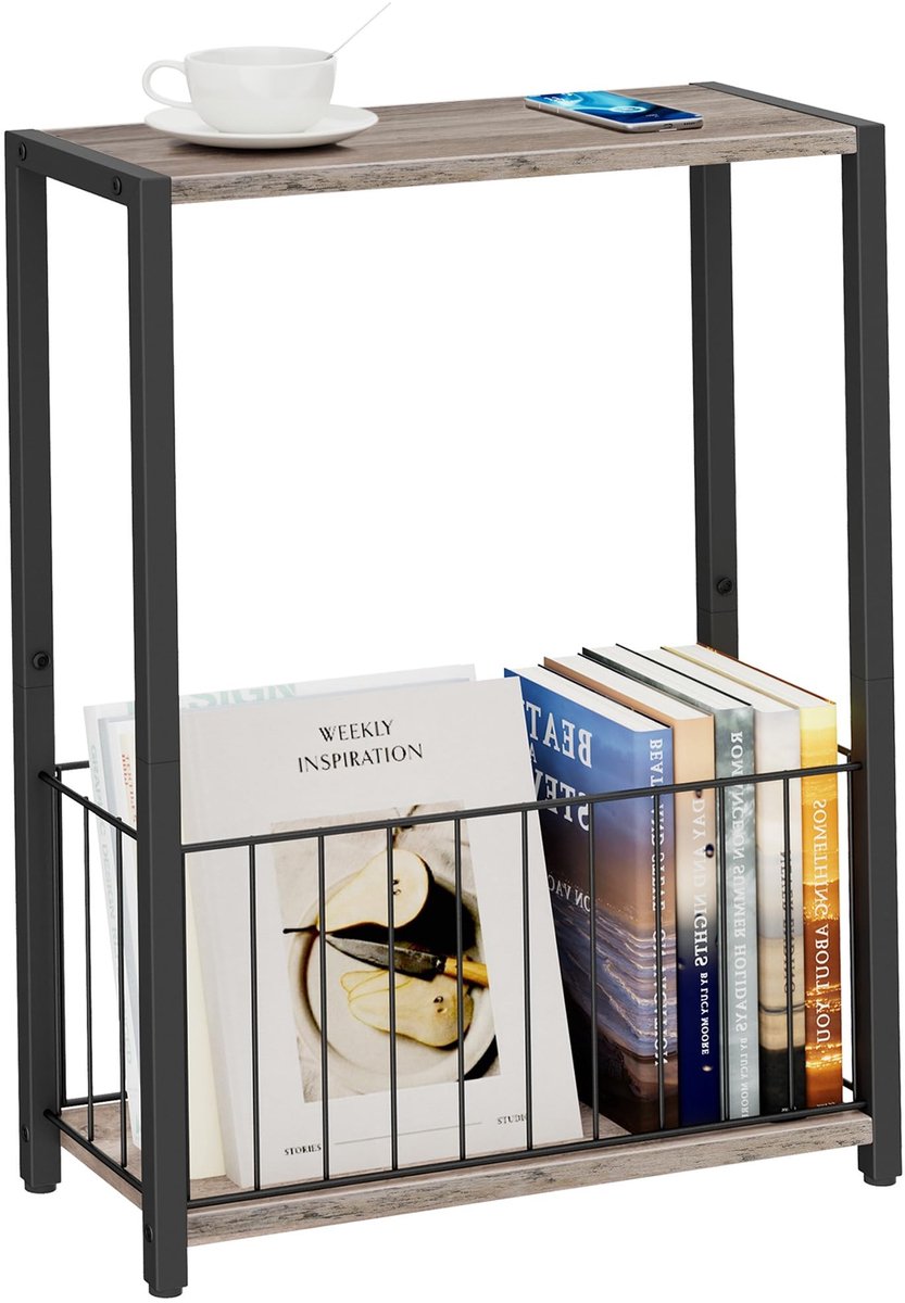Solidchoice - Smalle Bijzettafel met Tijdschrifthouder