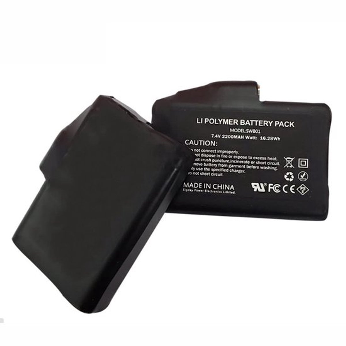 Oplaadbare lithium-polymeerbatterij - Geschikt voor verwarmde handschoenen - UL FCC-gecertificeerd - Zwart - 2200mAh - Ideaal voor koude...