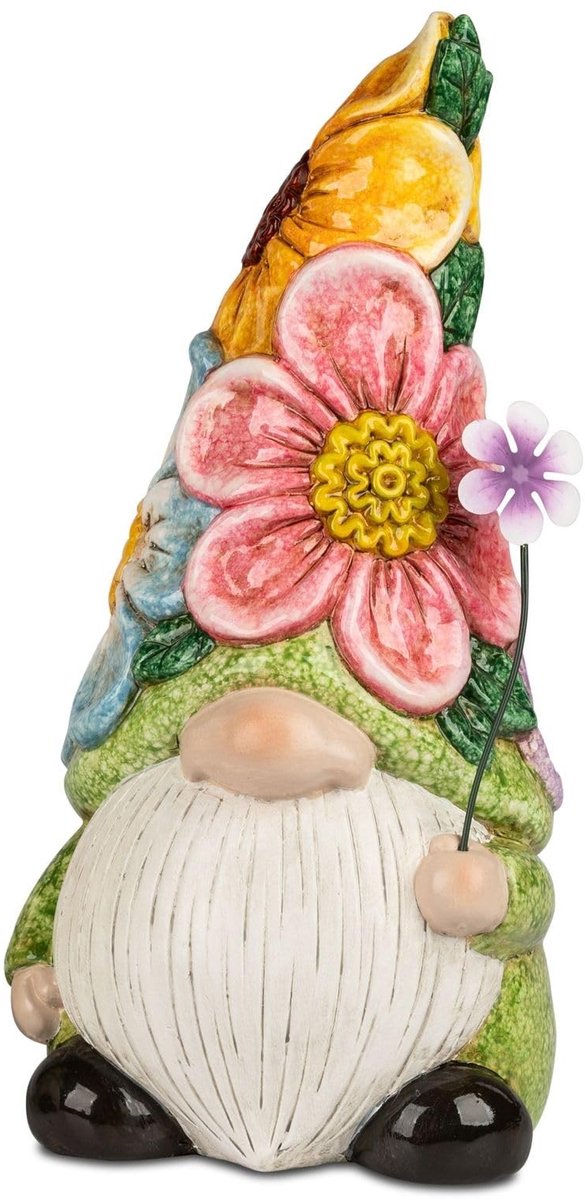 Solidchoice - Keramische Tuin Gnoom Decoratie met Bloemenhoed