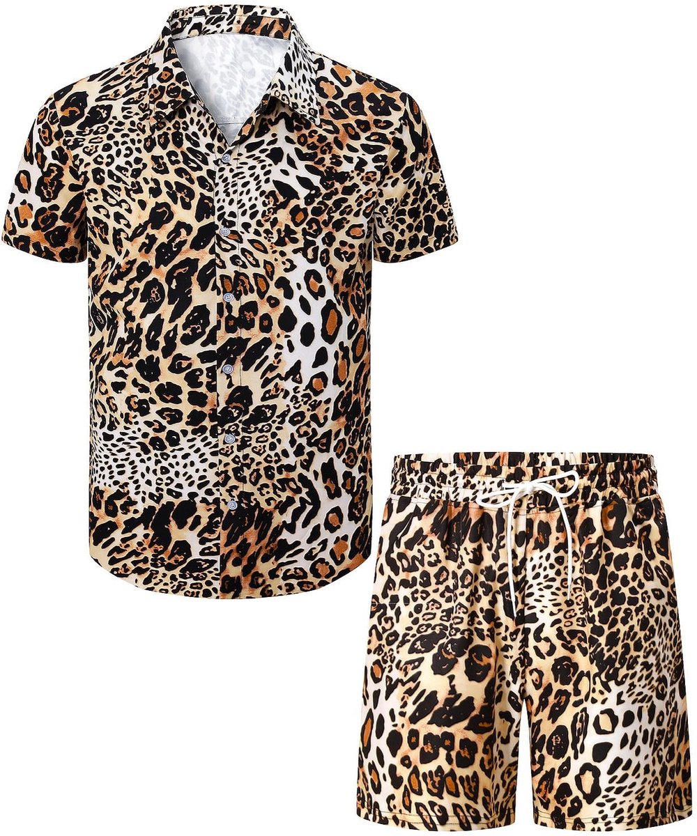 Solidchoice - Dierenprint Shirt en Shorts Set van 2 Casual Outfits