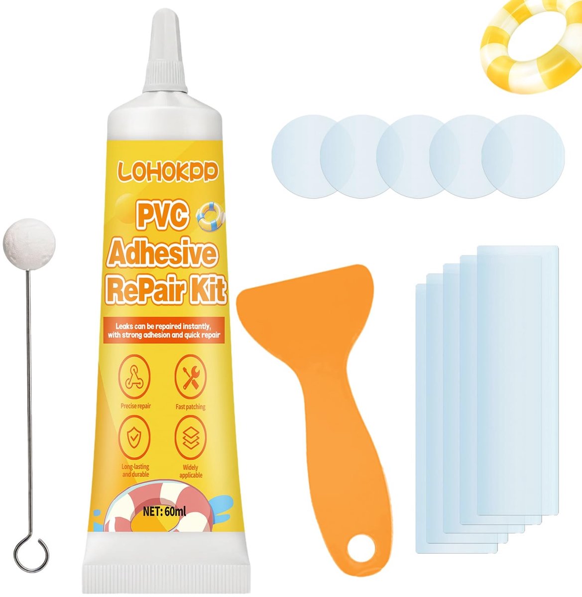 Solidchoice - PVC Reparatielijm met Patches 60 ml voor Opblaasbare Producten