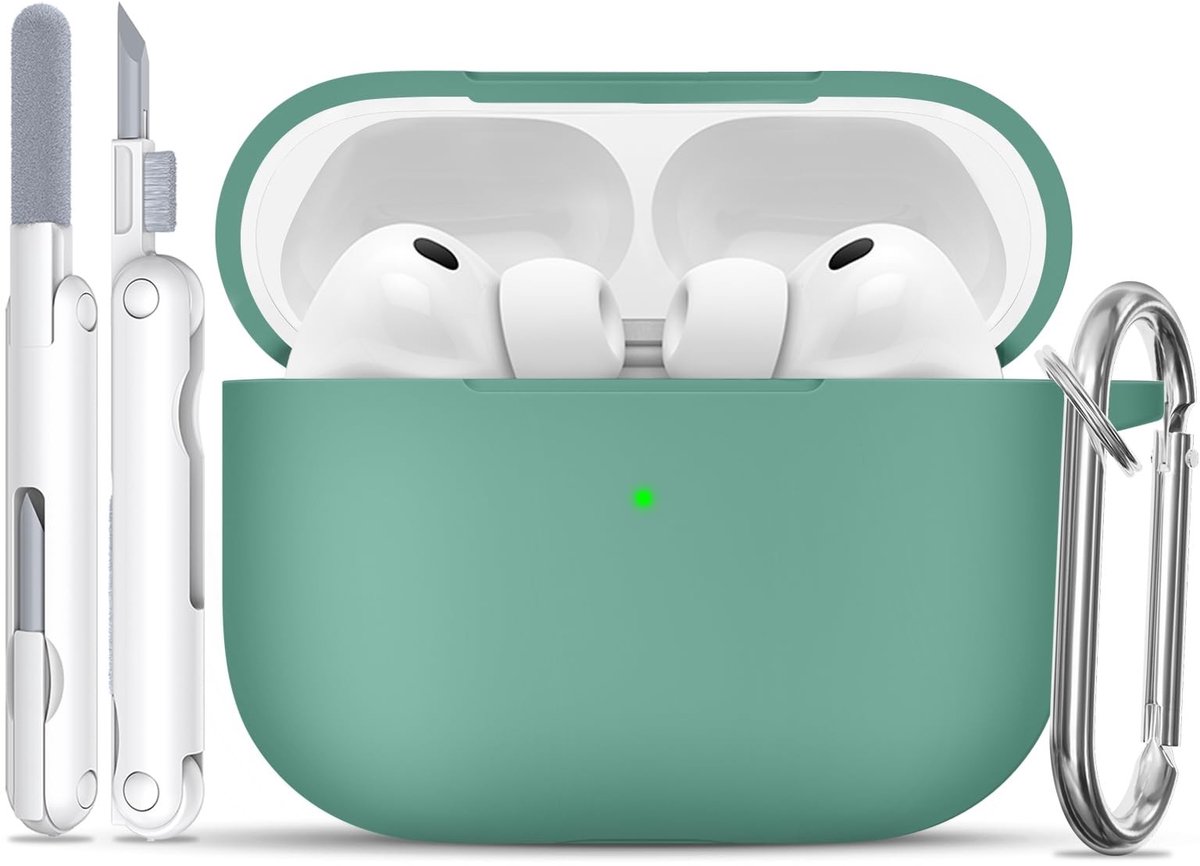 Solidchoice - Silicone Hoes voor AirPods Pro 3 met Sleutelhanger A4-Groen