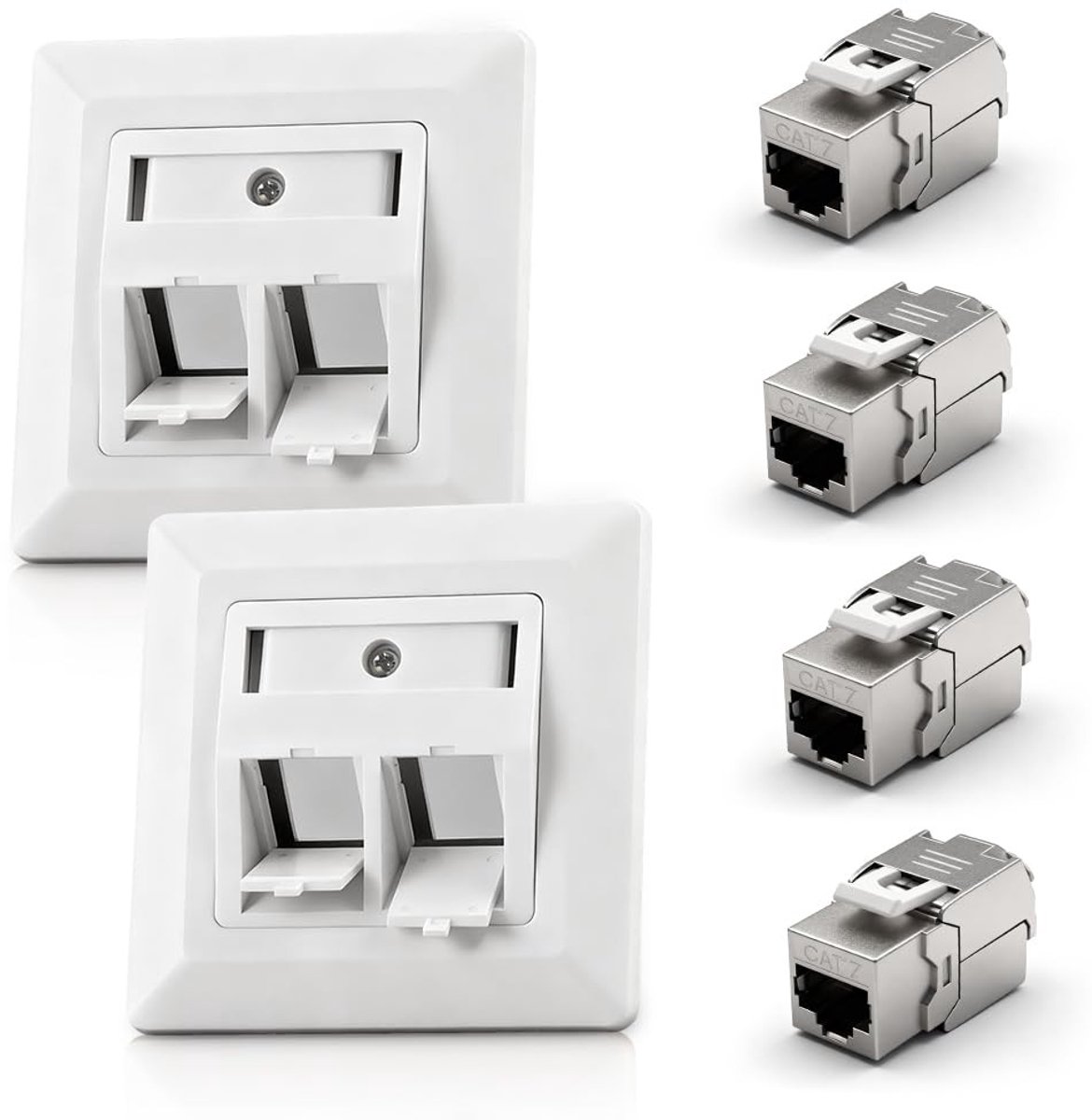 Solidchoice - Cat7 Netwerk Socket voor Flush-Montage met RJ45 Poorten