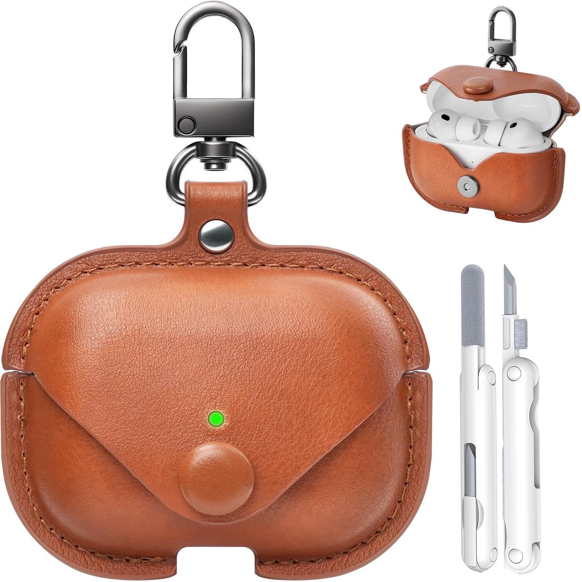 Solidchoice - Luxe Leren Hoes voor AirPods Pro met Drukknoopdesign