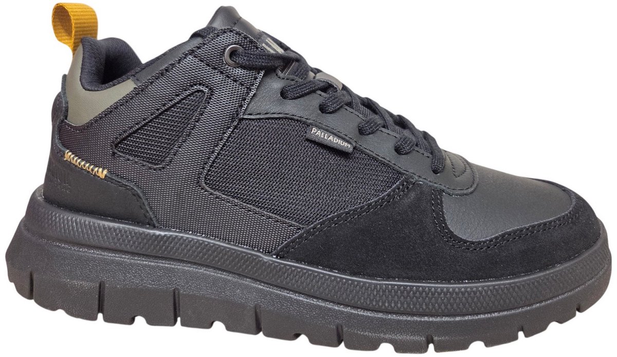 Palladium Pallaflex Low Mix Black Black Sneakers Zwart Leer Combi Heren - Zwart - 41