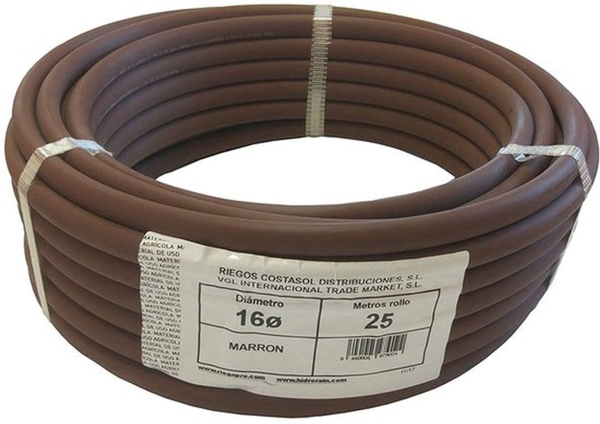 Irrigatieslang 25 meter - Gladde PE-buis - Bruin - 16 mm - Geschikt voor druppelirrigatie - Hoogwaardig materiaal - Irrigatiebuis