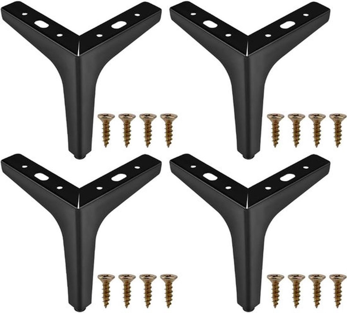 4 stuks meubelpoten - zwart metaal - 15 cm - metalen meubelpoten - belasting tot 500 kg - bankpoten - zwart met schroeven - tv-lowboard - kastpoten voor kast - tv-kasten - laden - nachtkastje