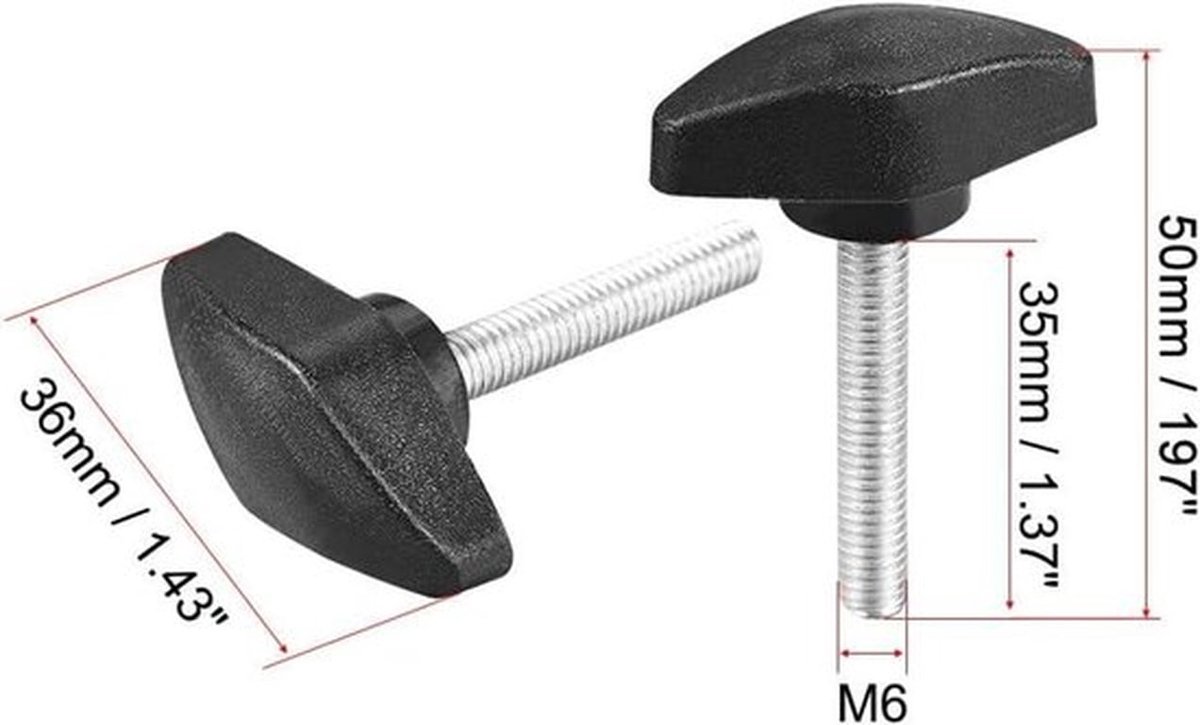 10-delige Ster Schroeven met Ster Handvat en Mannelijke Draad - Set van 10 stuks, T-Vorm, M5 x 25mm