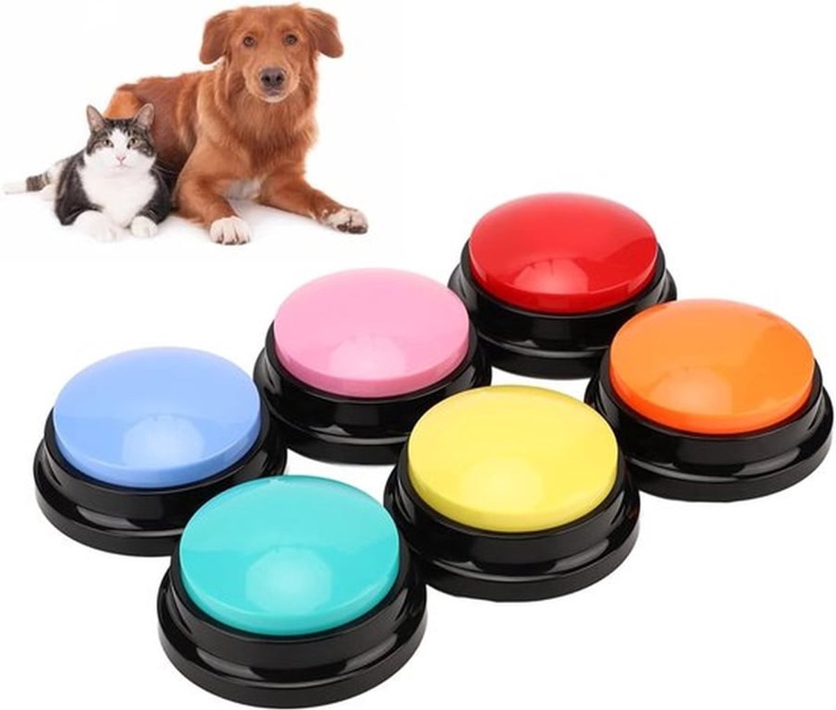 6-delige Draagbare Opnameknop Set voor Honden, 30 Seconden Opname, Ideaal voor Diertraining en Communicatie