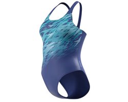 Speedo Hyperboom Placement Muscleback Dames - Chloorbestendig Sportbadpak Dames - Kleurvast Badpak Dames - Zwempak Dames met Muscleback - Blauw/Blauw - 38