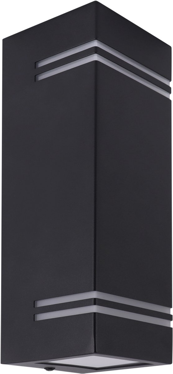 KELER - Buitenwandlamp - Tuinverlichting - Buitenlamp - 2 x GU10 Fitting - RVS - Rechthoek - Zwart - IP54
