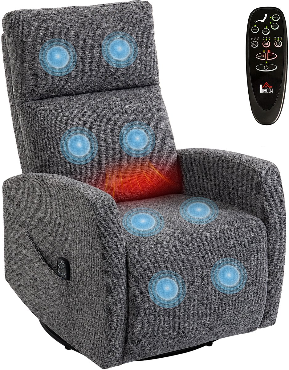 HOMCOM Massage Recliner Sofa-Chenille-97L x 73,5B x 108H cm-Dunkelgrau