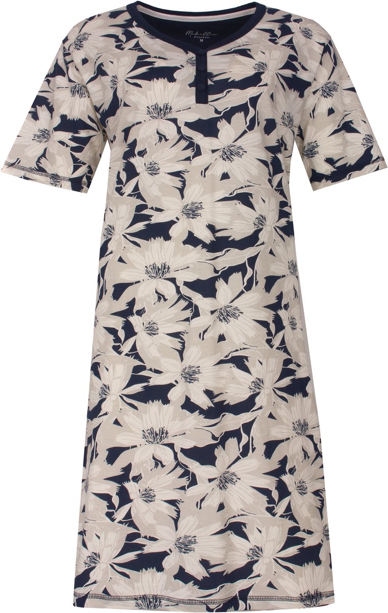 Medaillon Dames Nachthemd - V-Hals - Blauw - Maat XL