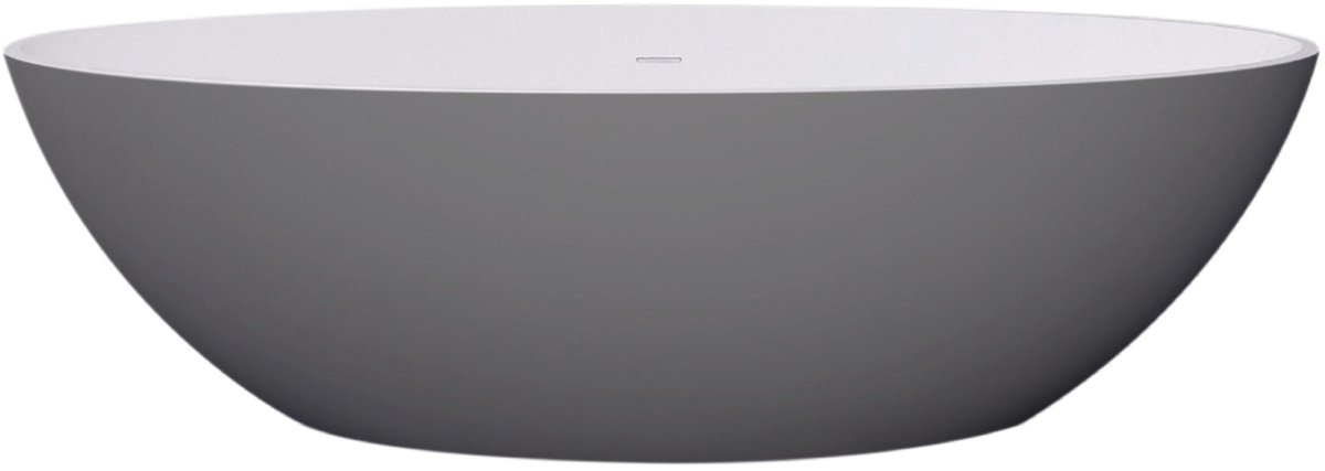 Vrijstaand ligbad Sanitado Elements Just New solid surface 180x85cm grijs en wit