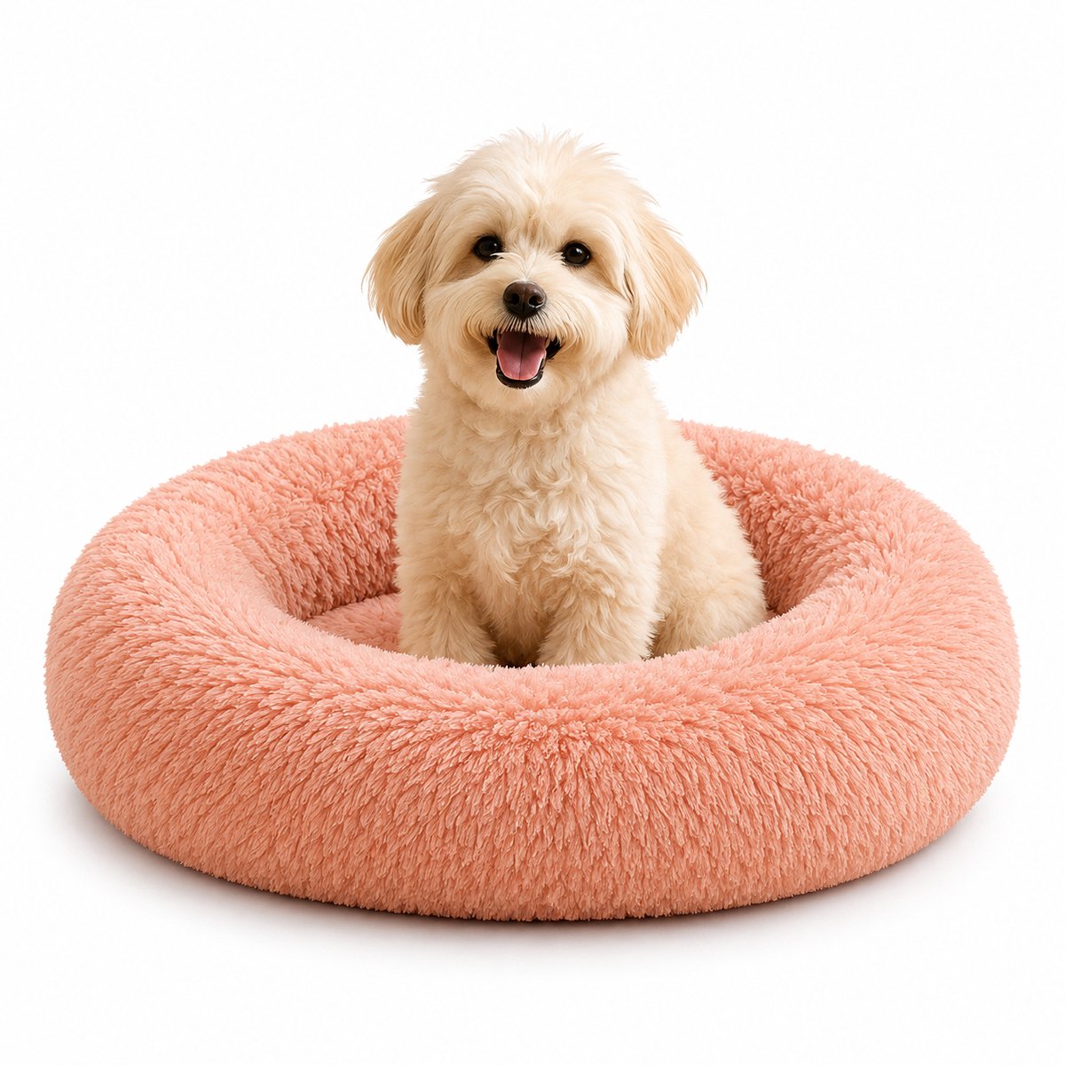 belviona Donut hondenbed, zacht hondenmand, comfortabel & antislip Ø50 cm oudroze