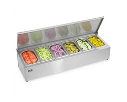 HCB® - Professionele Horeca Bakhouder - 6 x 1/6 GN - deksel - RVS / INOX - Incl. gastronorm bakken - Gastronormbak - 22.5x106x24.5 cm (DxBxH) - 3.40 kg - 1366