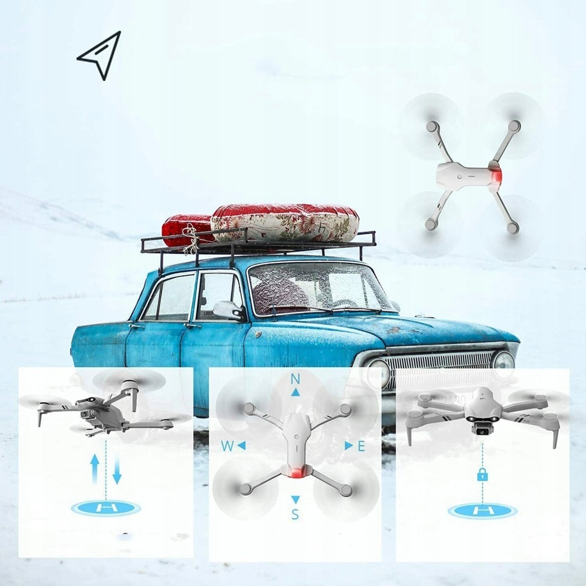 F10 Drone met Camera - Opvouwbare WiFi Drone - Dubbele 480P Camera - Optical Flow Hover - Headless Modus en One-Key Take-Off - 3x 1600mAh Accu - Voor Foto, Video en Recreatief Vliegen thumbnail 3