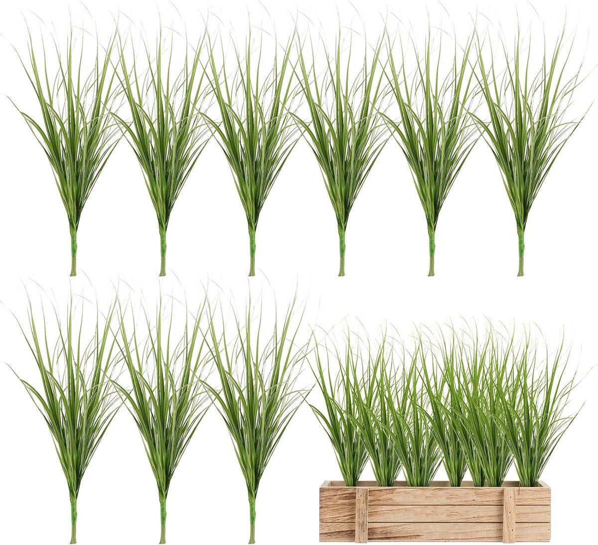 12-delige Kunstgras Decoratie, Realistische Simulatie, Duurzame Plastic Planten, Kleurvast en Weerbestendig, Compact en Lichtgewicht voor Binnen- en Buitendecoratie