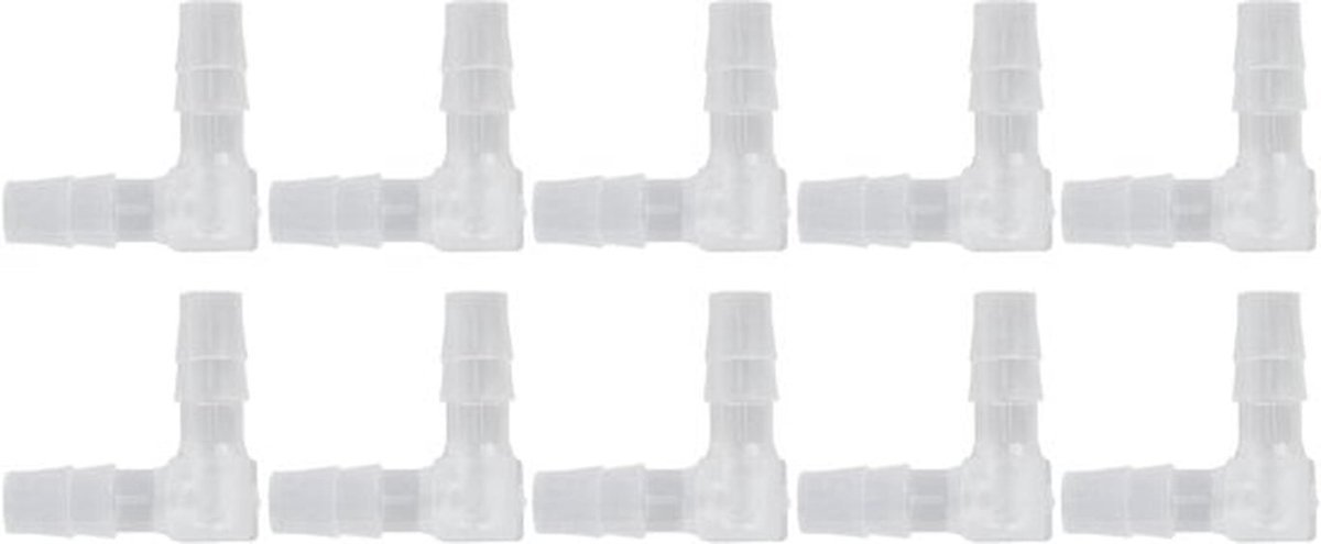 90 Graden Elleboog Slangpilaar - Slangaansluiting - Zwart - Adapter - 10 Stuks - Geschikt voor Aquarium en Waterleidingen - 6mm