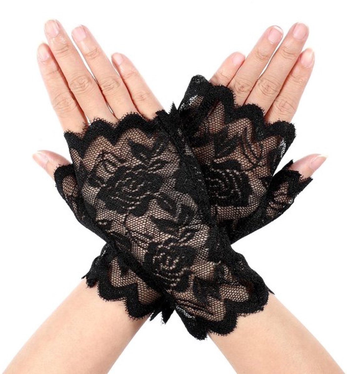 Kanten Handschoenen Elegant - Vingerloze Handschoenen Dames - Operahandschoenen - Halloween/Carnaval - Cosplay - 1 Paar 16x8,5 cm