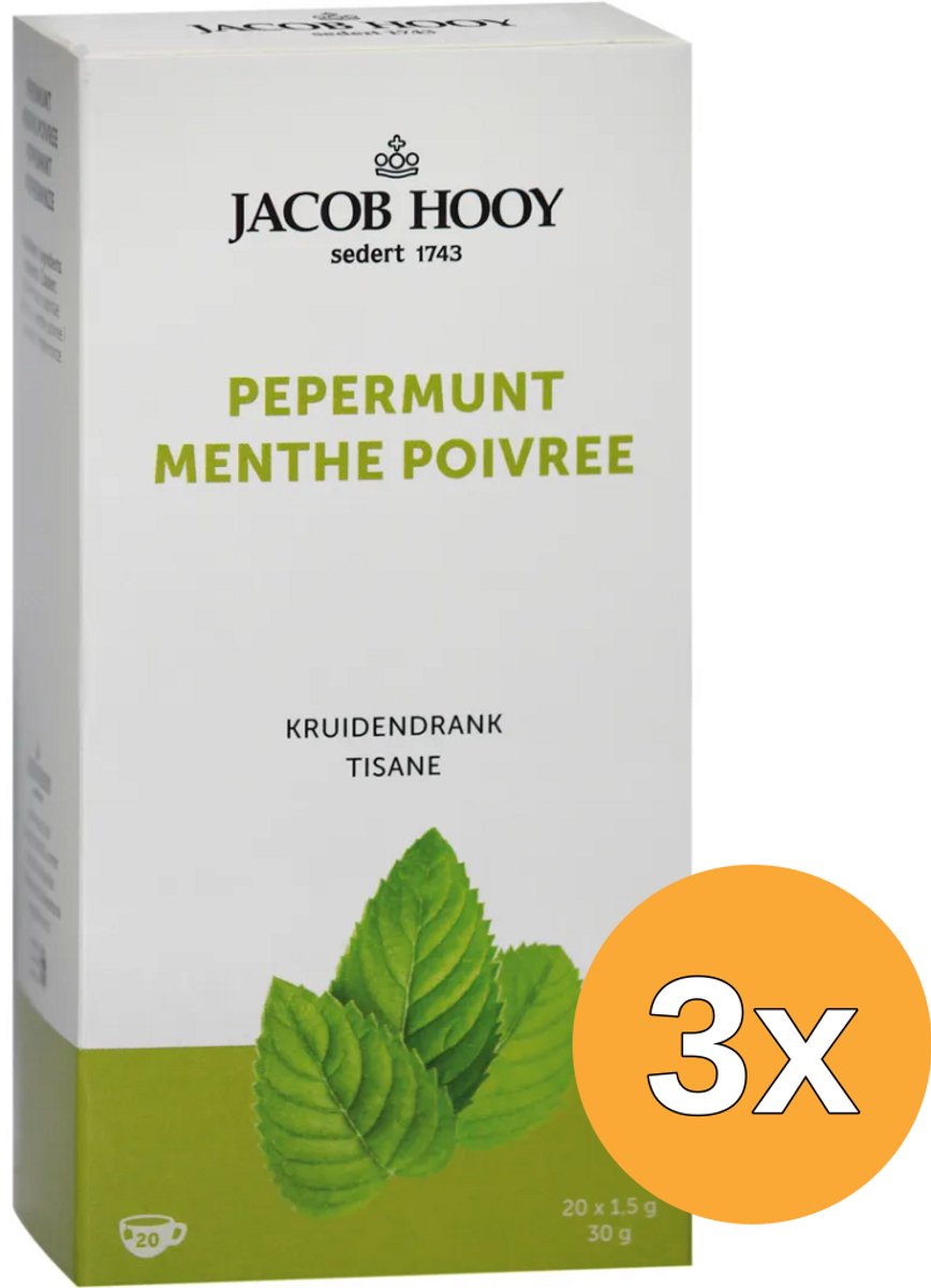 3x Jacob Hooy Pepermuntthee (20 stuks)