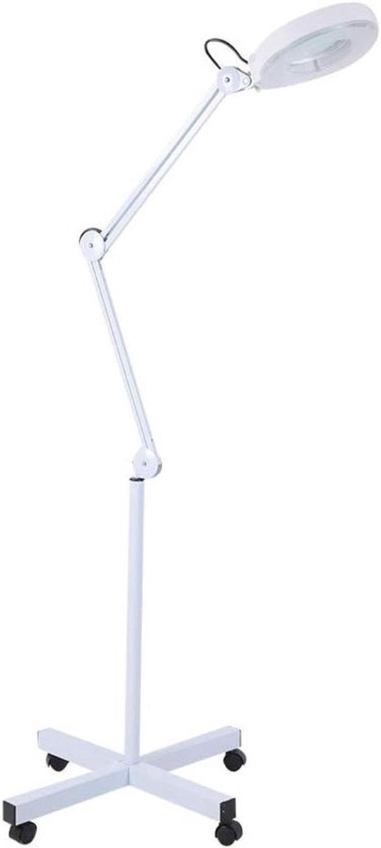Cosmetica Vergrootlamp met 5x Vergroting, Verstelbare Hoogte, Metalen Frame en Wielen