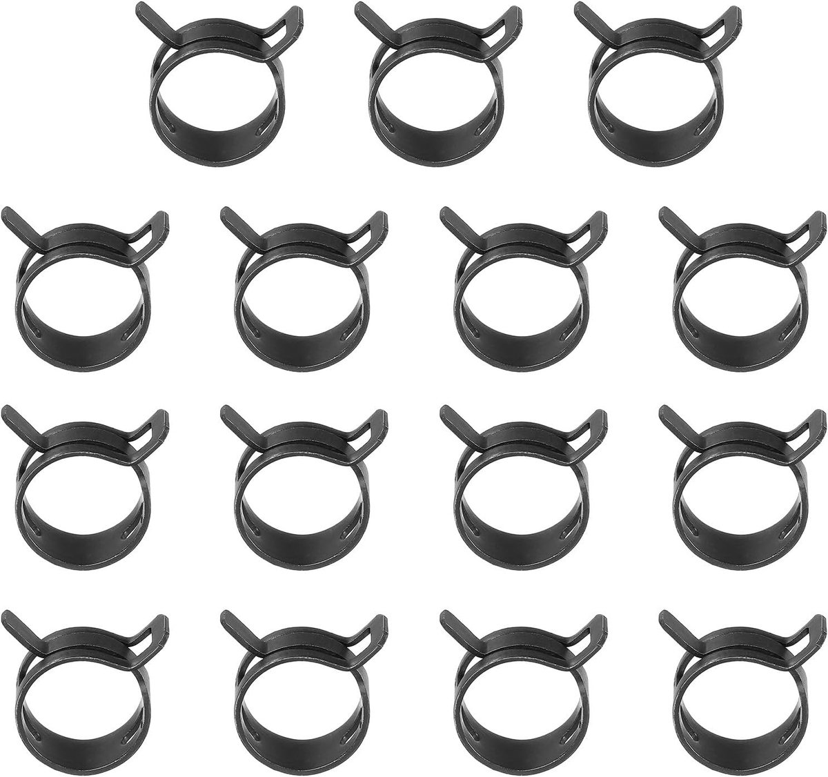 Veilige en Duurzame Slangklemmen voor 18-20mm Slangen - 15 Stuks Silicone Vacuüm Klemmen voor Brandstof- en Luchtleidingen, Zwart