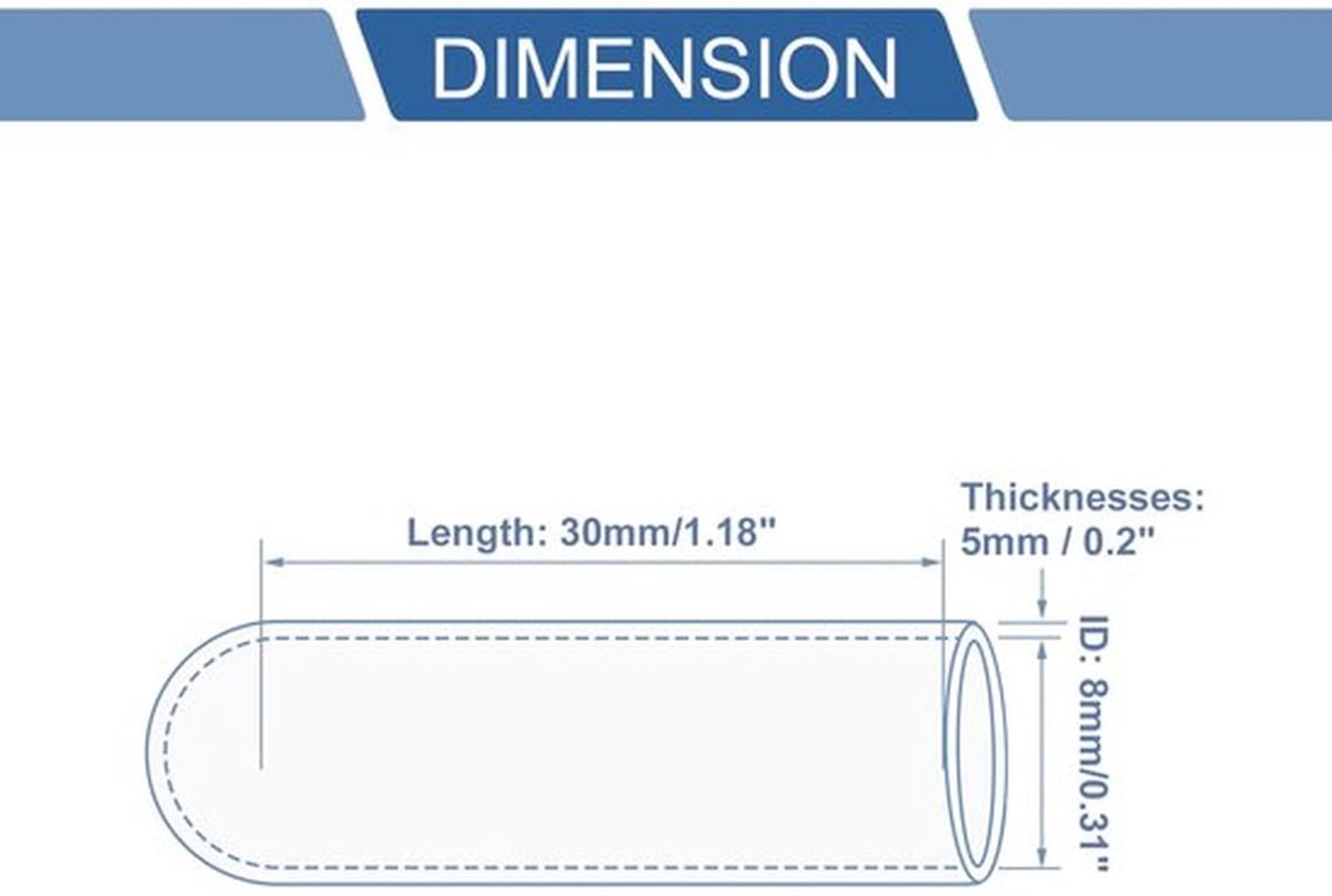 Siliconen Eindkap - 30 mm Lengte - 8 mm Binnendiameter - Zwarte Siliconen - Versterkte Blindkap - Bestand tegen Hoge Temperatuur - Slangafsluiter