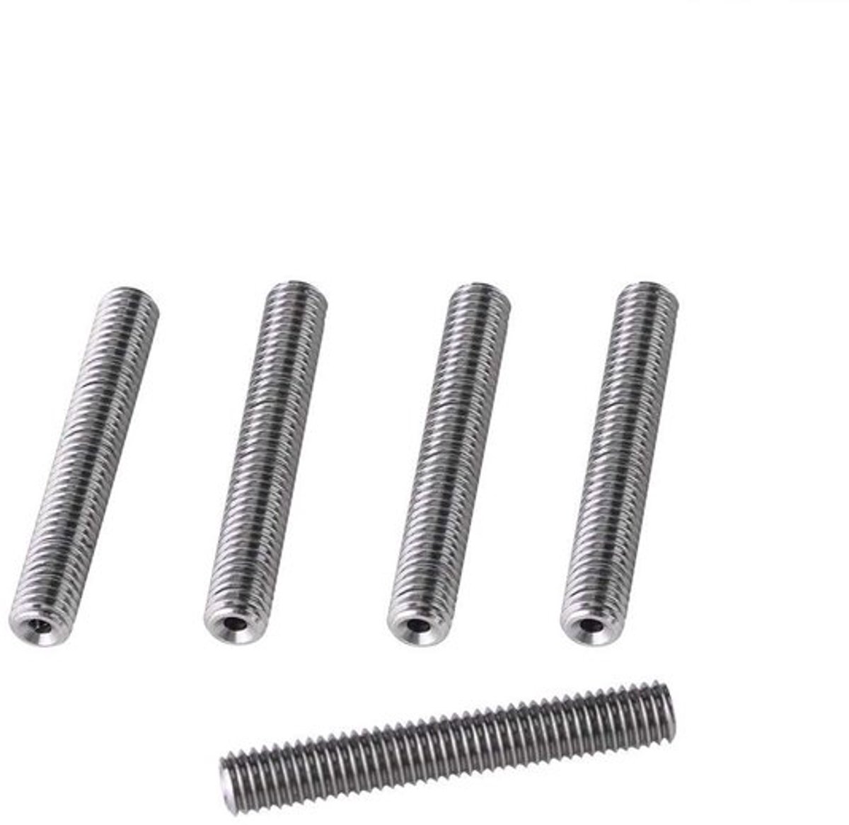 Mondstuk 5 Stuks - M6x40mm/50mm - 6 mm Schroefdraad - RVS - PTFE Buis - Geschikt voor 1,75 mm Filament - Extruder