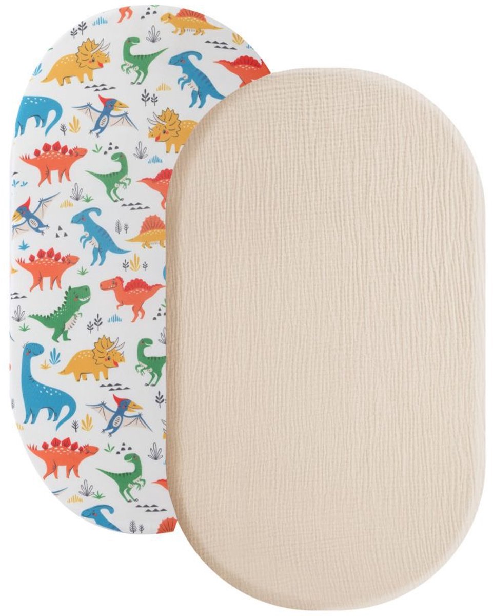 Wieg hoeslaken set van 2 stuks - ademend mousseline katoen - afneembaar wasbaar buitenhoes - geschikt voor babywieg matras - 32 * 17 inchStijl 36
