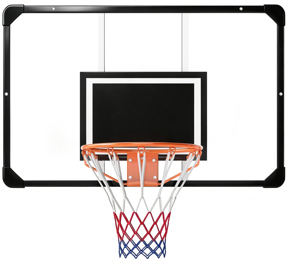 SPORTNOW-Basketbalring-PC-113x61x73cm-Zwart, Transparant, Oranje