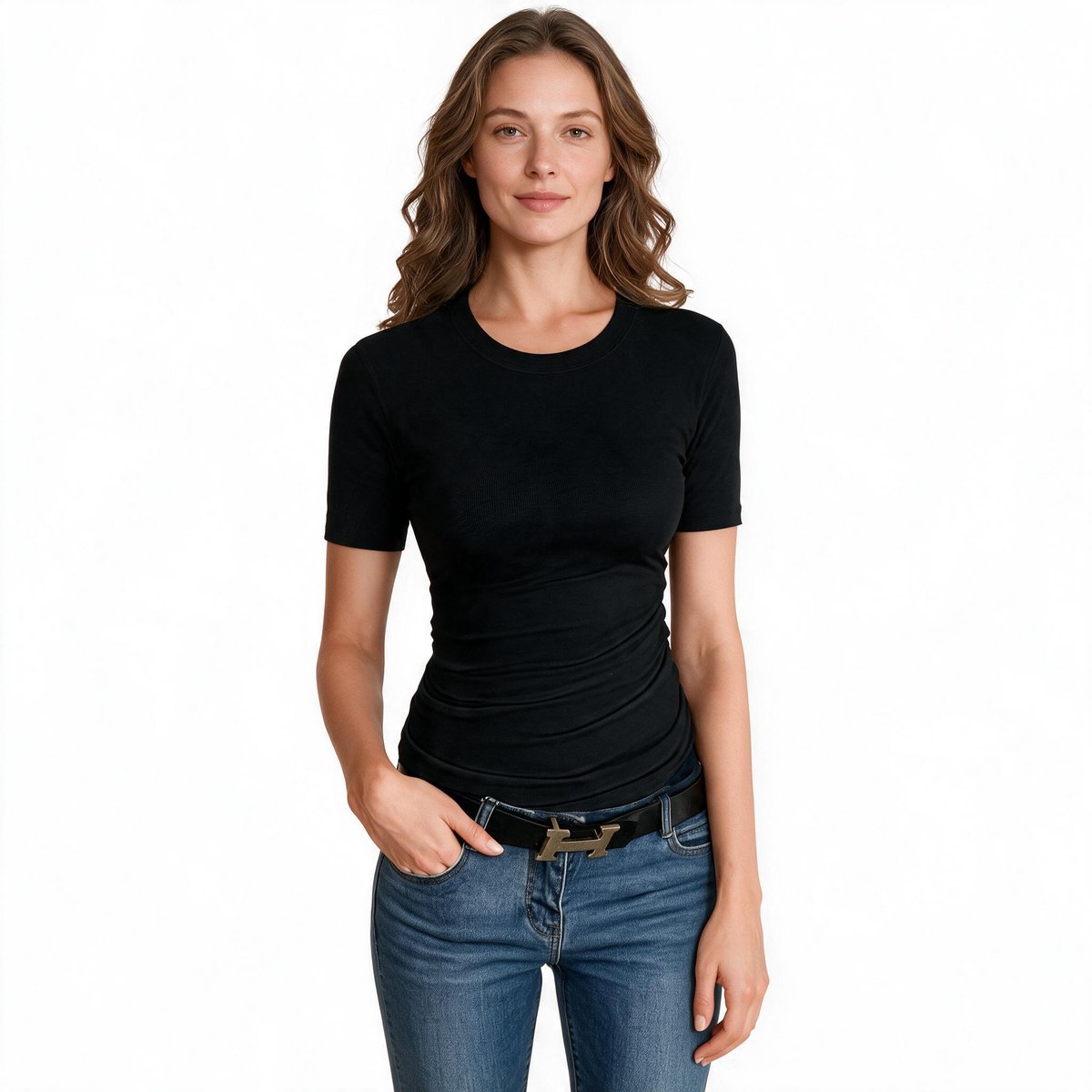 Imily Bela Dames Aansluitend T-shirt met Ronde Hals