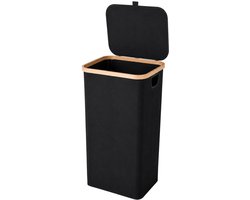 Wasmand met Deksel – Opvouwbare Wasmand – Wasbox 100L – Wassorteerder met Binnenzak – Zwart – Voor Badkamer, Slaapkamer en Wasruimte