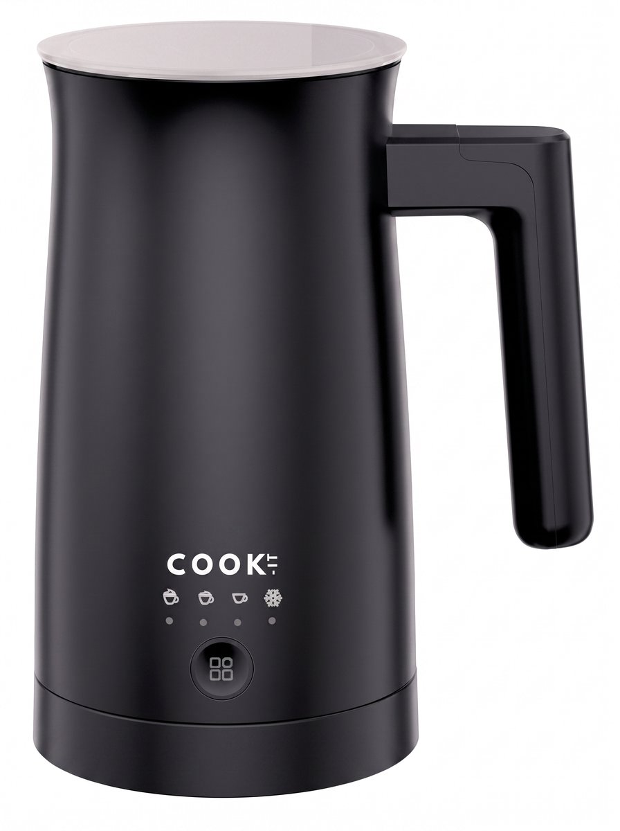 COOK-IT 4-in-1 Melkopschuimer Elektrisch – 300 ml – Warm & Koud Melkschuim – 4 Standen – Melkverwarmer – 500W – Automatische Uitschakeling – Zwart
