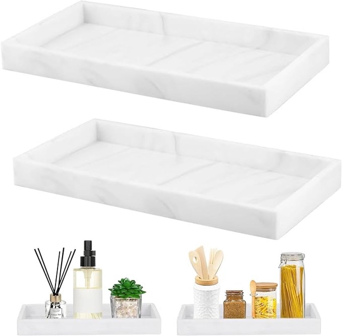 Set van 2 siliconen badkamerdienbladen - Wit