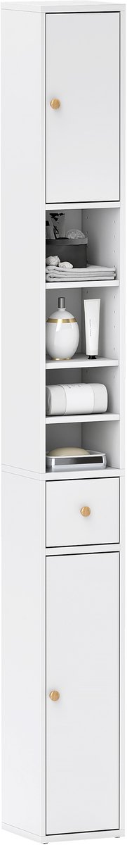 HOMCOM badkamerkast - spaanplaat - MDF - 20L x 20B x 178H cm - wit