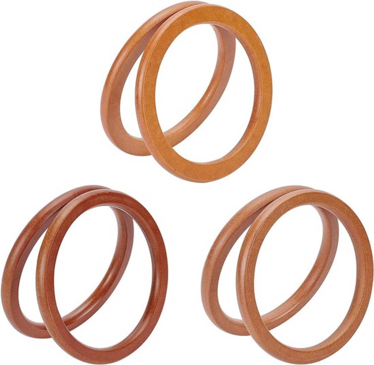 6 Stuks Houten Ronde Handvatten voor Handtassen - Vervangende Handvatten in 3 Kleuren, 13.5 cm, Perfect voor Handgemaakte Tassen