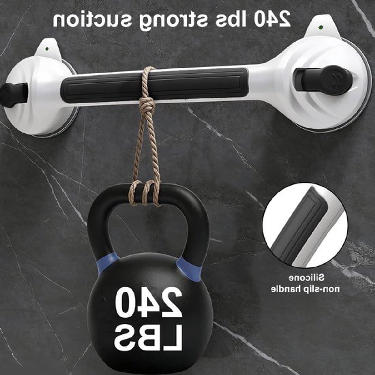 Douchestang voor senioren, afneembaar en zonder boren, 42,5 cm, max. 110 kg, veilige badkuipgreep, toilethulp en antislip greep voor extra steun